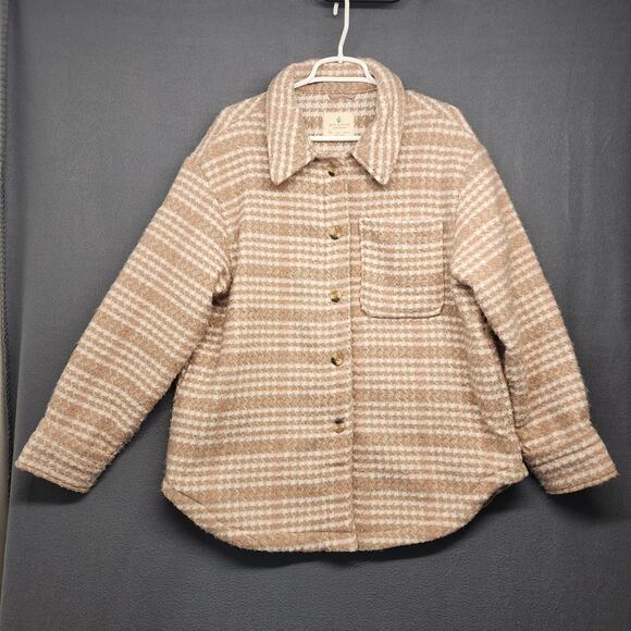 Jade Ivory 26 International Shacket Shirt Jacket Women Large Neutral Houndstooth - Picture 1 of 13